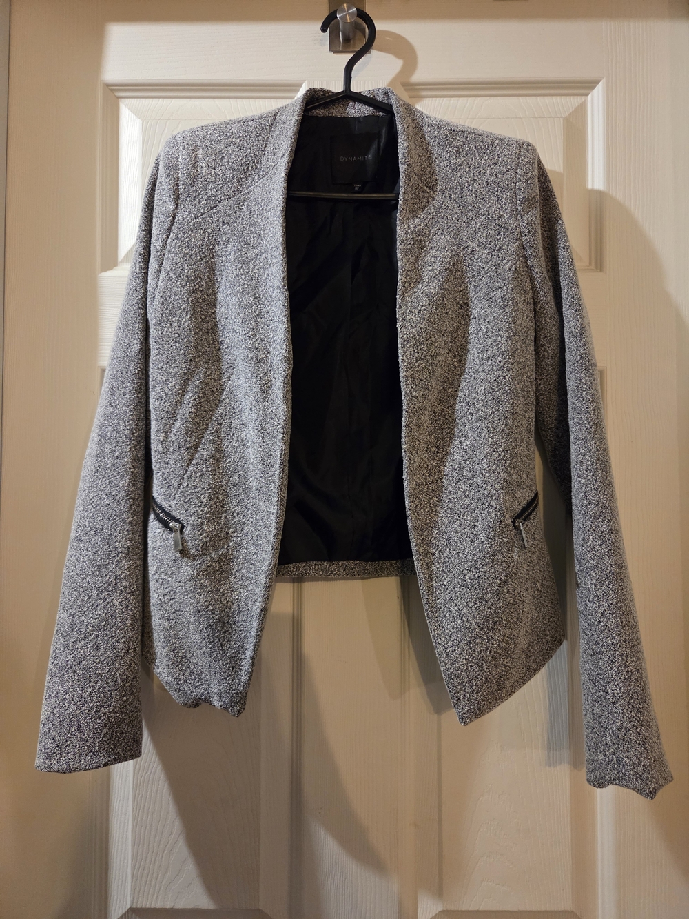 Dynamite Gray Textured Open-Front Blazer